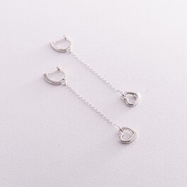 Висячі сережки "Сердечки" у сріблі 123260