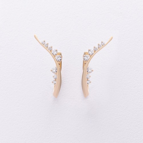 Золоті сережки "Гілочки" з фіанітами с04962