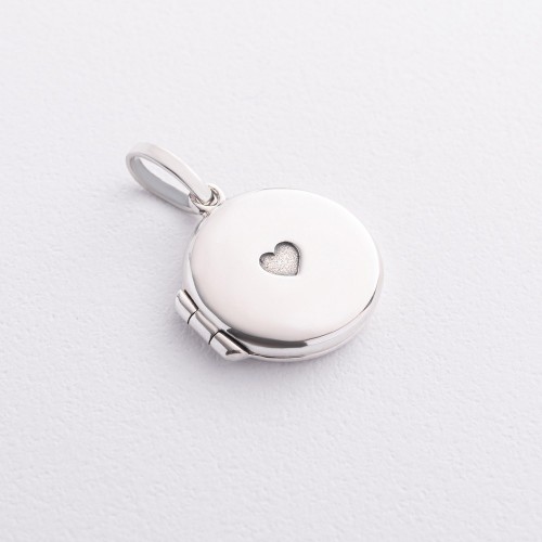 Серебряный кулон "Сердечко. I love you" для фотографии (чернение) 7346