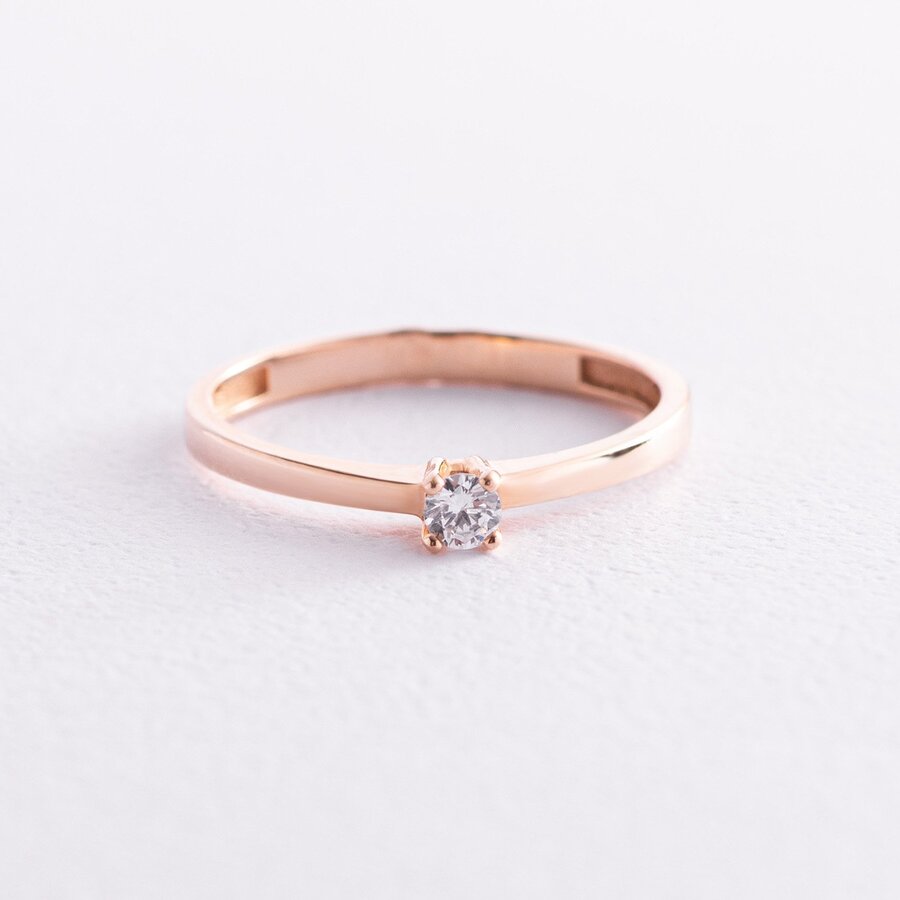 Золотое помолвочное кольцо с фианитом к02399