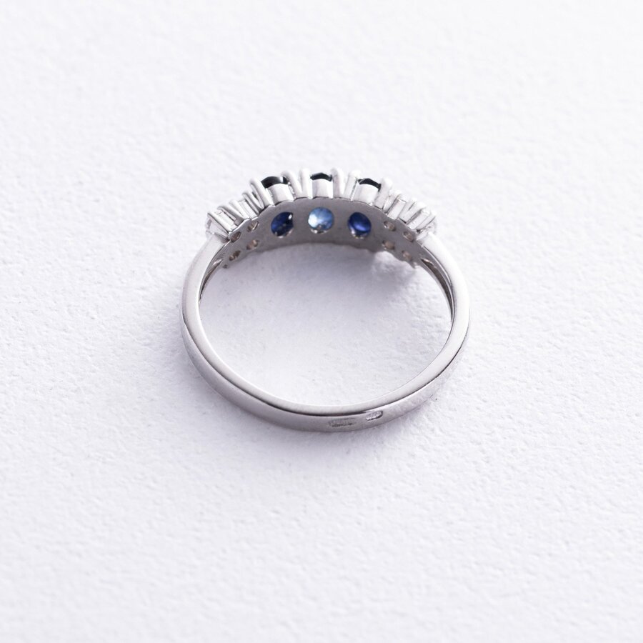 Серебряное кольцо с сапфирами и фианитами GS-01-063-3110