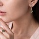 Сережки "Клевер" в червоному золоті (фіаніти) с07633