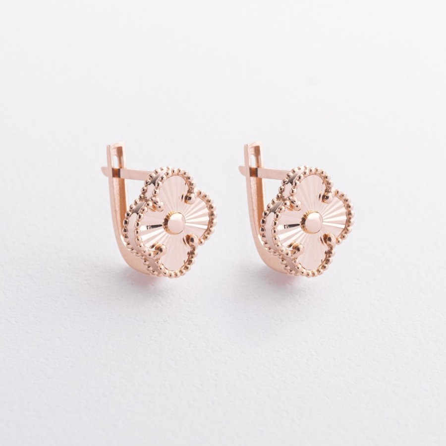 Сережки "Конюшина" в червоному золоті с08851