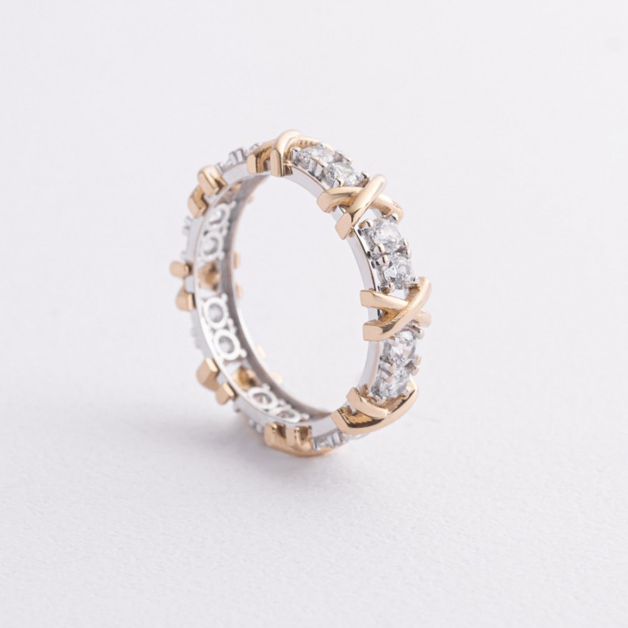 Каблучка "Rosie" з фіанітами (біле, жовте золото) к08398