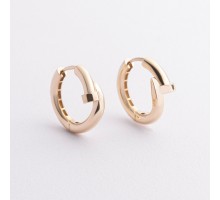 Сережки - кільця "Цвях" у жовтому золоті с09576
