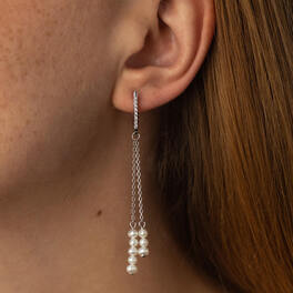 Срібні сережки з перлами і фіанітами 2336/1р-PWT