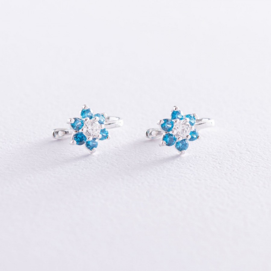 Серьги детские "Цветочки" (фианит) 12831