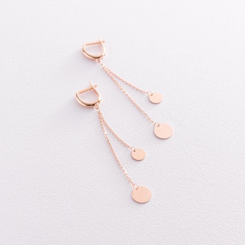 Золотые серьги "Монетки на цепочке" с07386