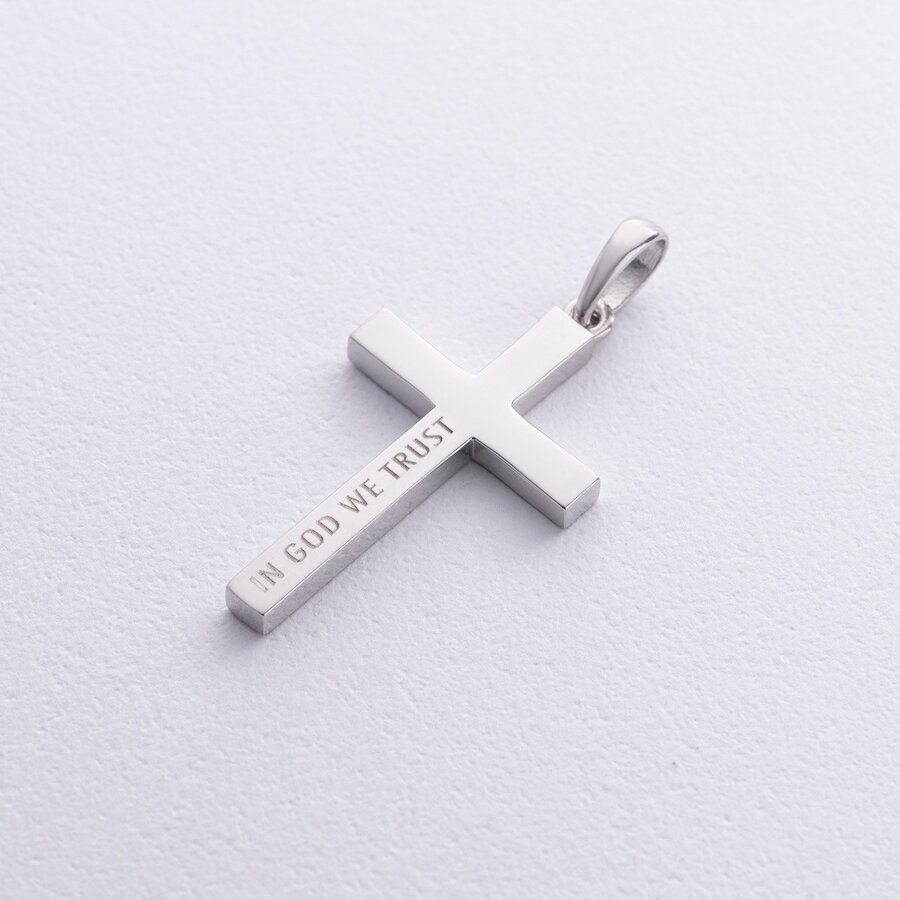 Срібний хрест ручної роботи "In God we trust" 132750g