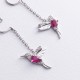 Серебряные серьги - протяжки "Колибри" (фианиты, рубины) GS-02-189-4410