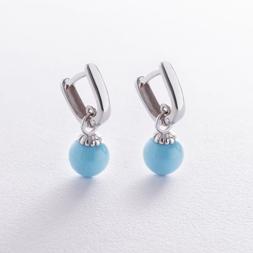 Серьги с бирюзой (белое золото) с08549