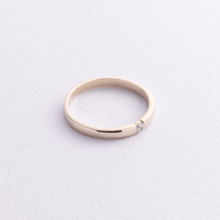 Помолвочное золотое кольцо с фианитом к08161