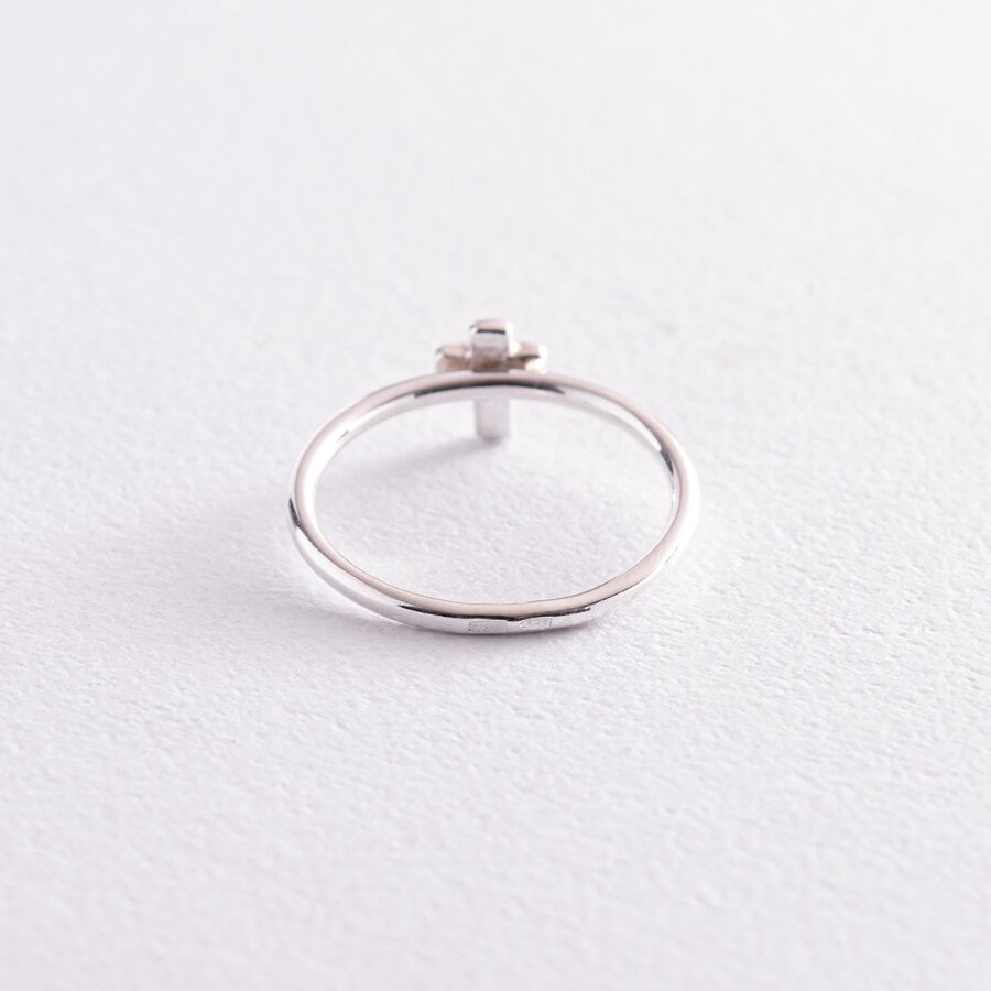 Серебряное кольцо с крестиком 112646