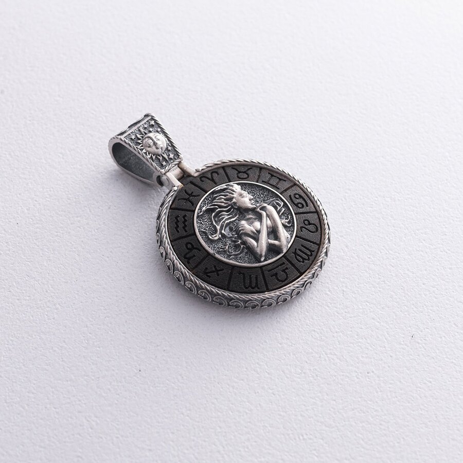 Срібний кулон "Знак зодіаку Діва" з ебеном 1041діва