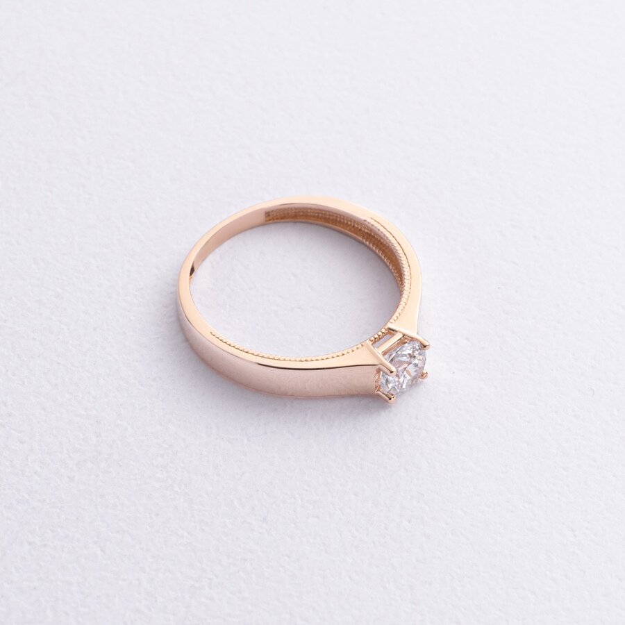 Помолвочное золотое кольцо с фианитом к07070