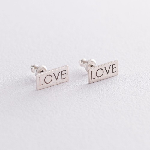 Срібні сережки - пусети "Love" 122868love