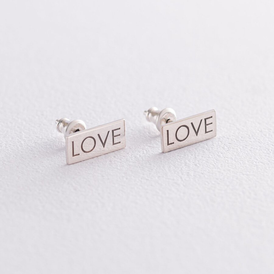 Срібні сережки - пусети "Love" 122868love