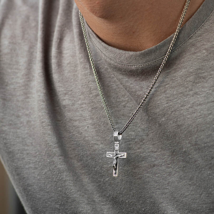 Срібний хрест "Розп'яття. Спаси і Збережи" 1173
