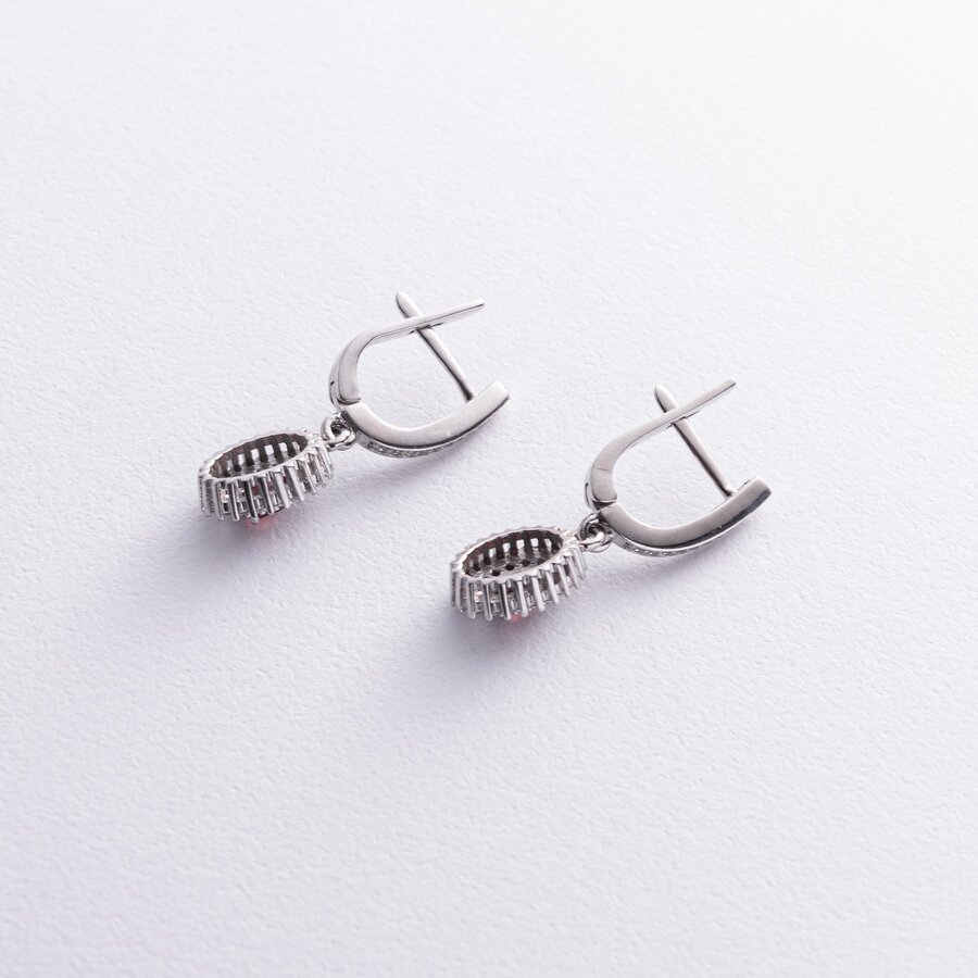 Срібні сережки з піропами і фіанітами GS-02-086-4110
