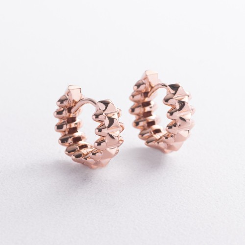 Серьги - кольца "Тереза" в красном золоте mini с09745