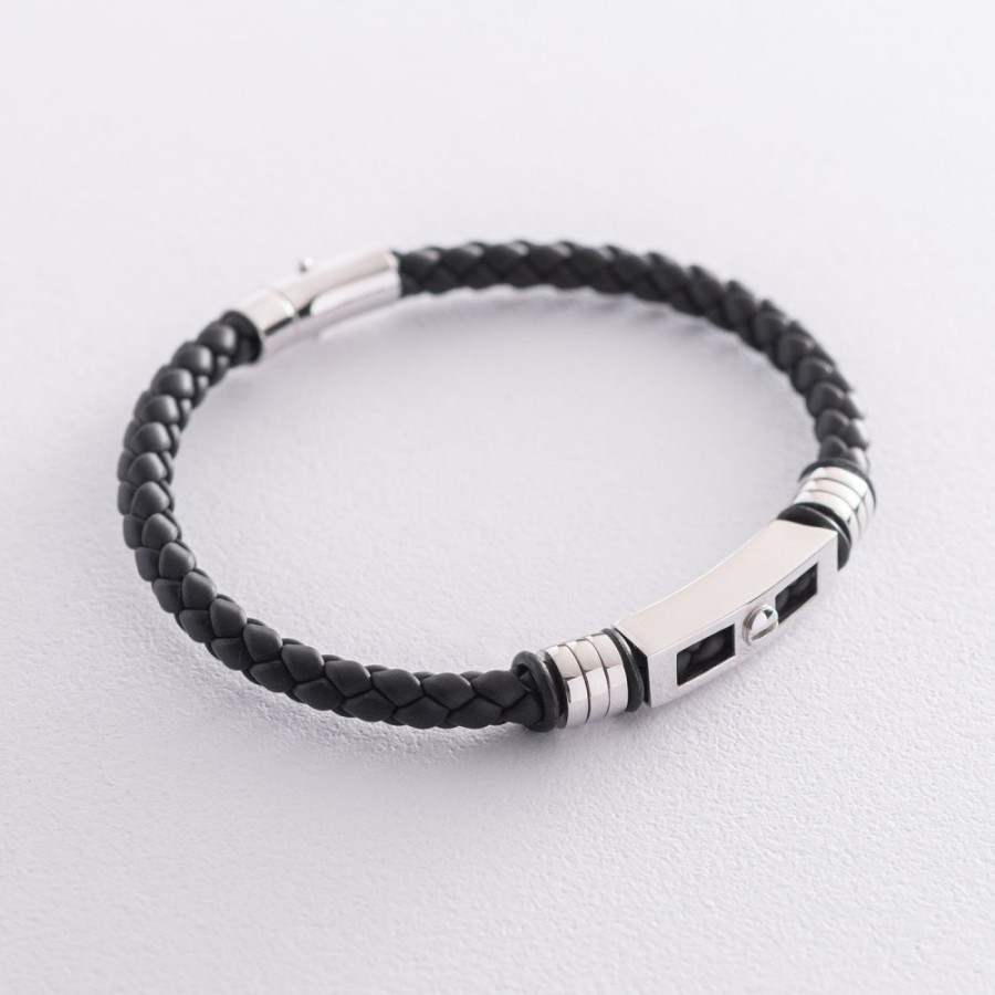 Каучуковий браслет з білого золота б04000