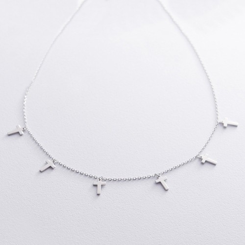 Серебряное колье "Крестики" (6 шт) 18950