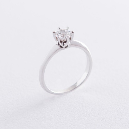 Помолвочное кольцо в белом золоте (куб. цирконий Swarovski) к06315