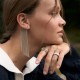 Серьга - каффа "Неповторимость" в белом золоте с07589