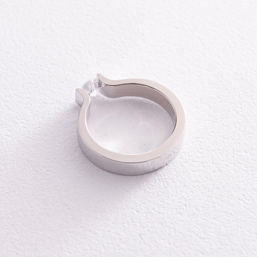 Помолвочное кольцо с фианитом (белое золото) к07173