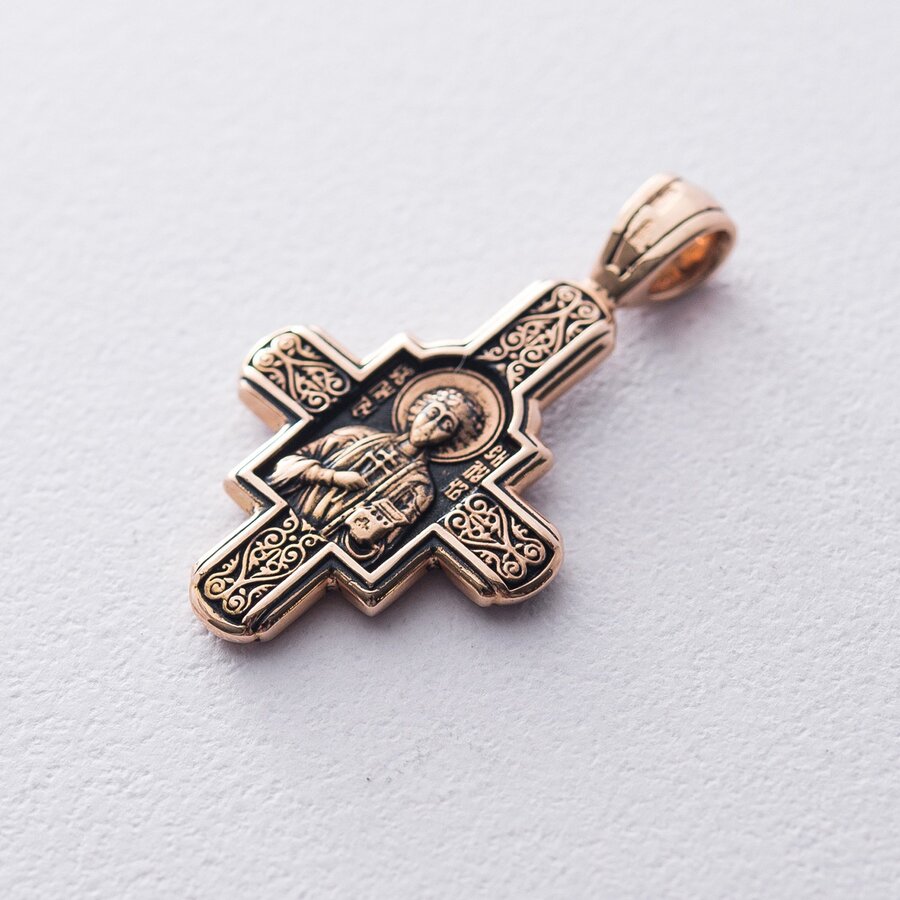 Золотой крест «Господь Вседержитель. Великомученик Пантелеимон Целитель» п01876