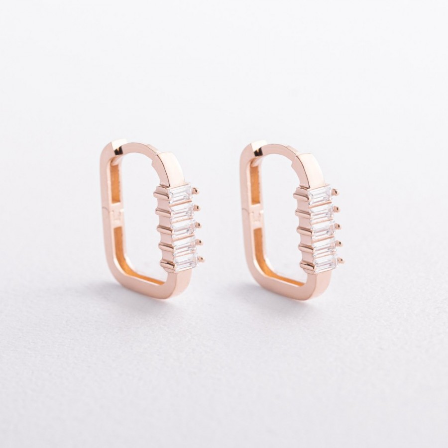 Золотые серьги "Emma" с фианитами с09680