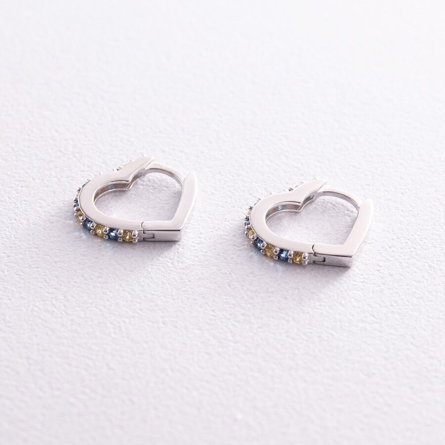Срібні сережки "Сердечки" з фіанітами OR111590
