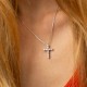 Колье "Крестик" в серебре с фианитами 1305