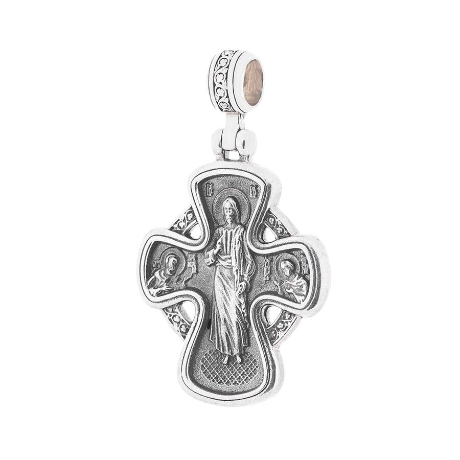 Срібний хрестик з чорнінням "Господь Вседержітель.Ікона Божої Матері" Невипивана Чаша " 13605