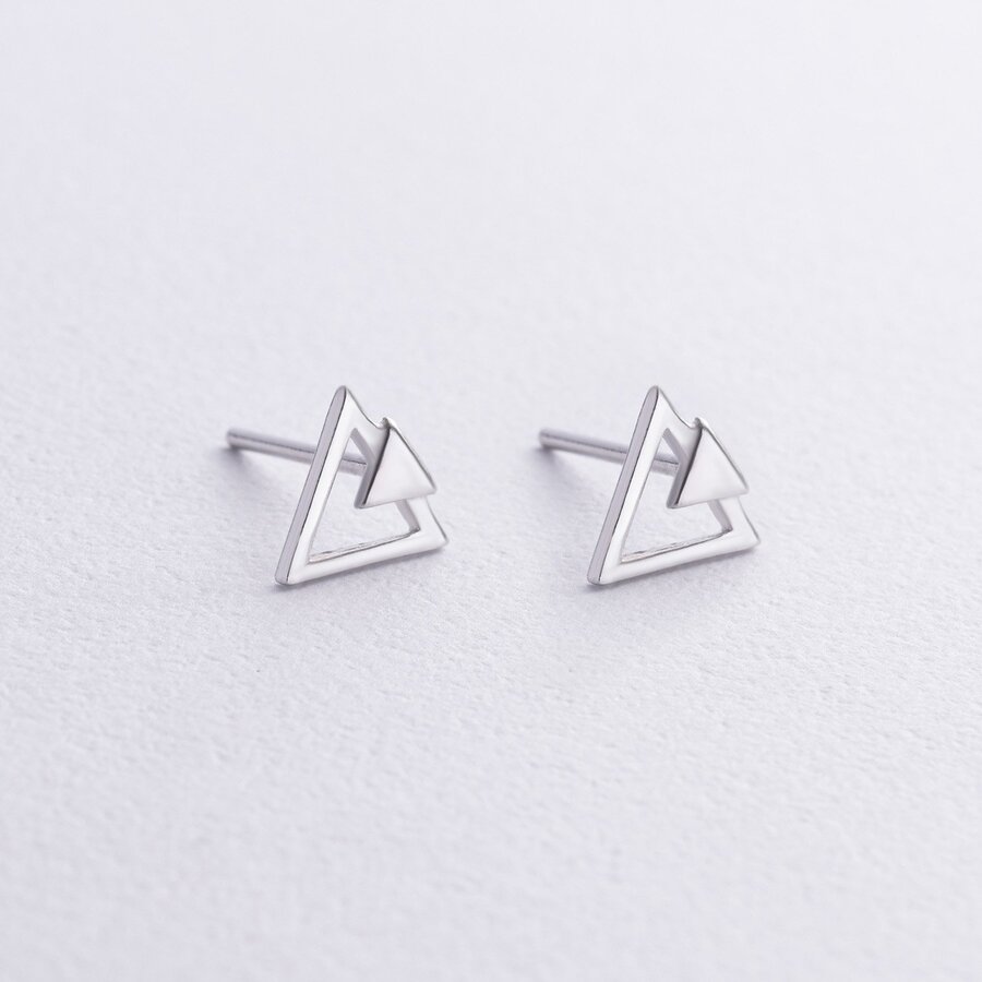 Срібні сережки-пусети "Трикутники" 122637