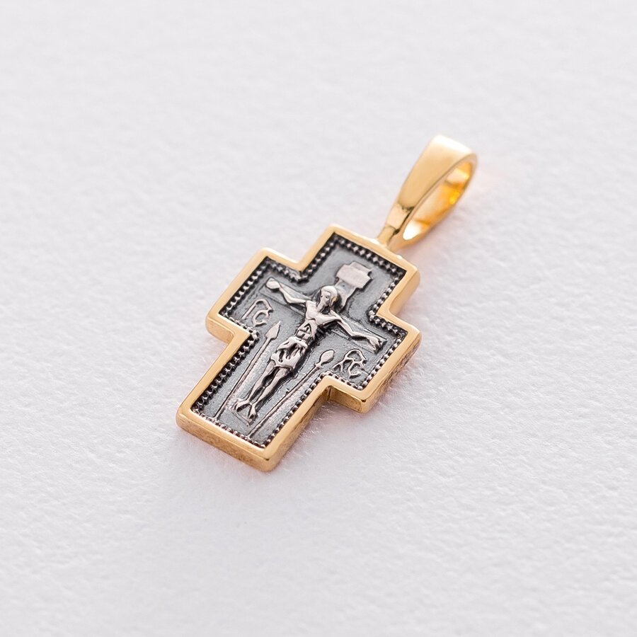 Серебряный крестик с распятием "Спаси и сохрани" 132801
