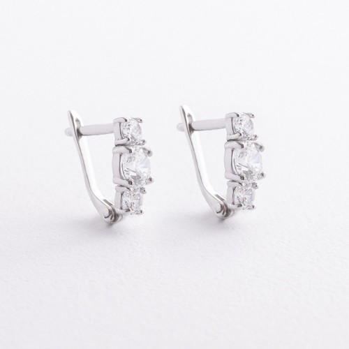 Срібні сережки з фіанітами 902-00620