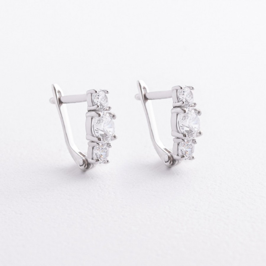 Срібні сережки з фіанітами 902-00620