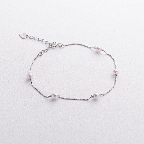 Серебряный браслет с жемчугом 141911