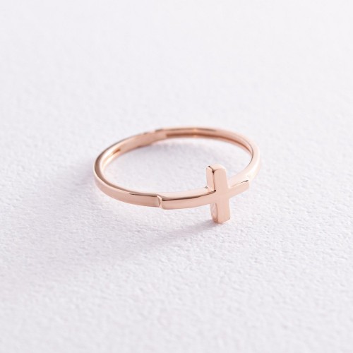 Кольцо "Крестик" в красном золоте к06984