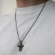 Срібний хрест "Розп'яття. Спаси і Збережи" з ебеновим деревом mini 1340