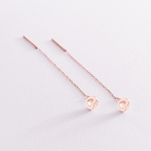 Золоті сережки - протяжки "Сердечки" с07593