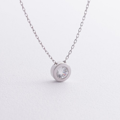 Серебряное колье с фианитом 18556