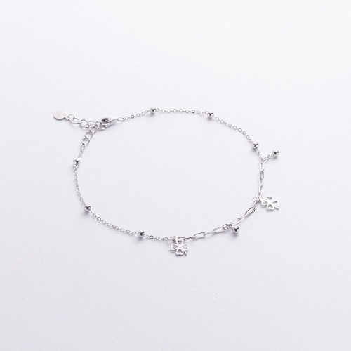 Срібний браслет "Конюшина на ногу 141790