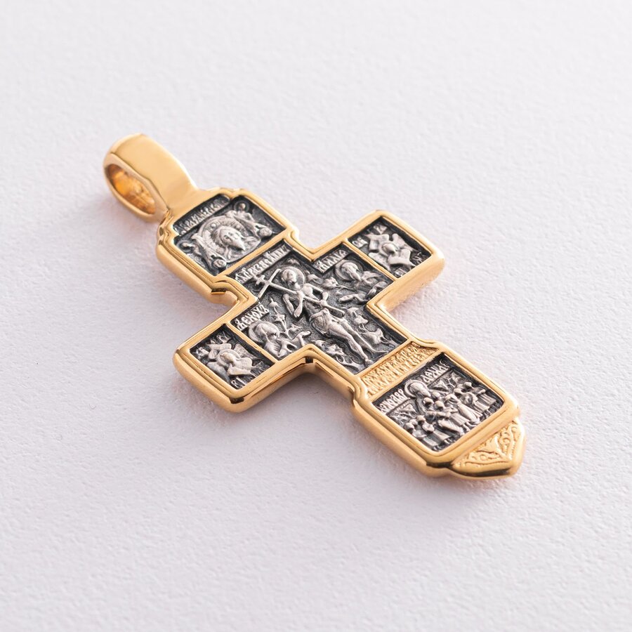 Серебряный крестик с позолотой "Распятие. Благоразумный Разбойник" 131463