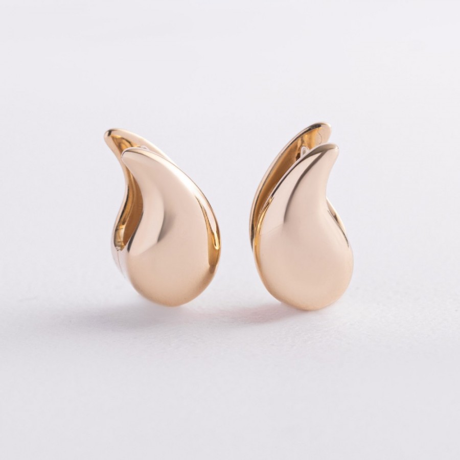 Серьги "Капельки" в желтом золоте с09686