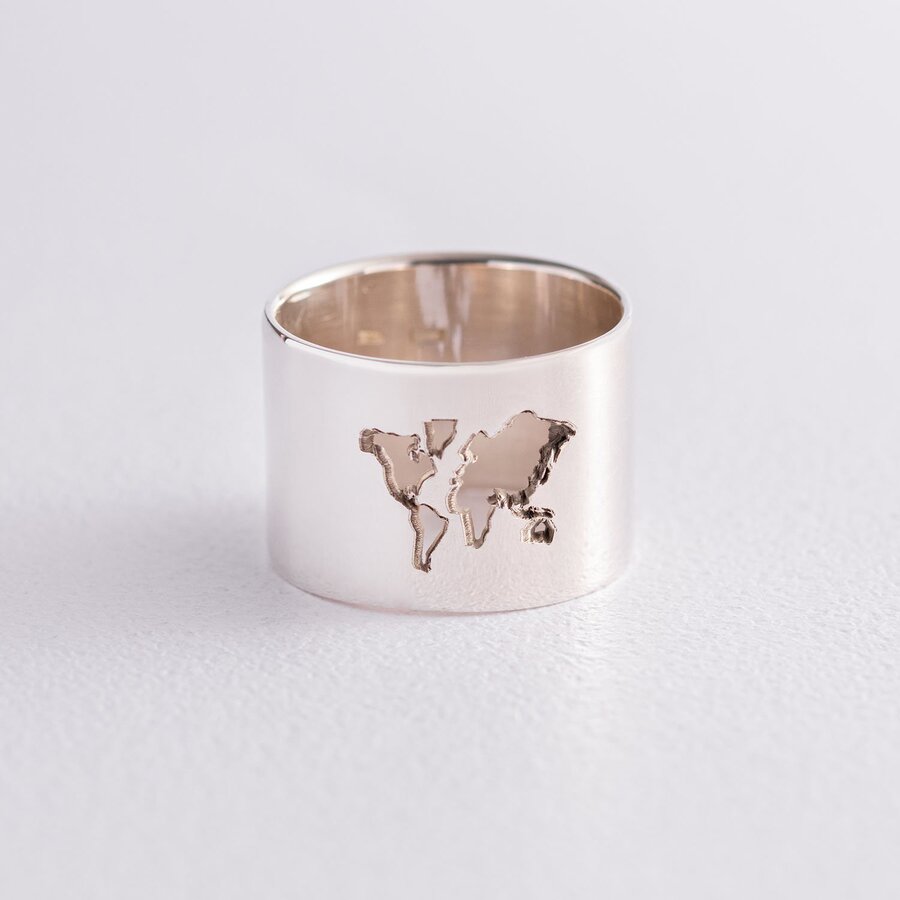 Срібний перстень "Карта світу" 112210