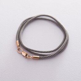 Шелковый шнурок с гладкой золотой застежкой (2мм) кол00951