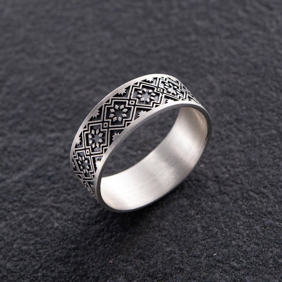 Серебряное кольцо "Вышиванка" 1114