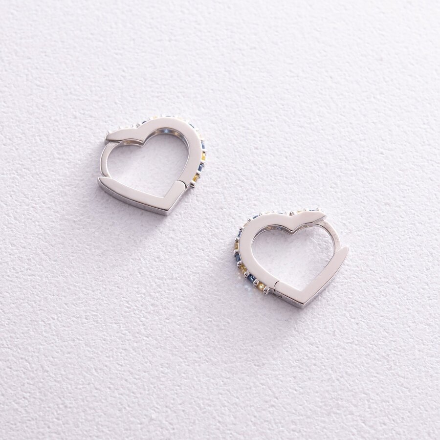 Срібні сережки "Сердечки" з фіанітами OR111590